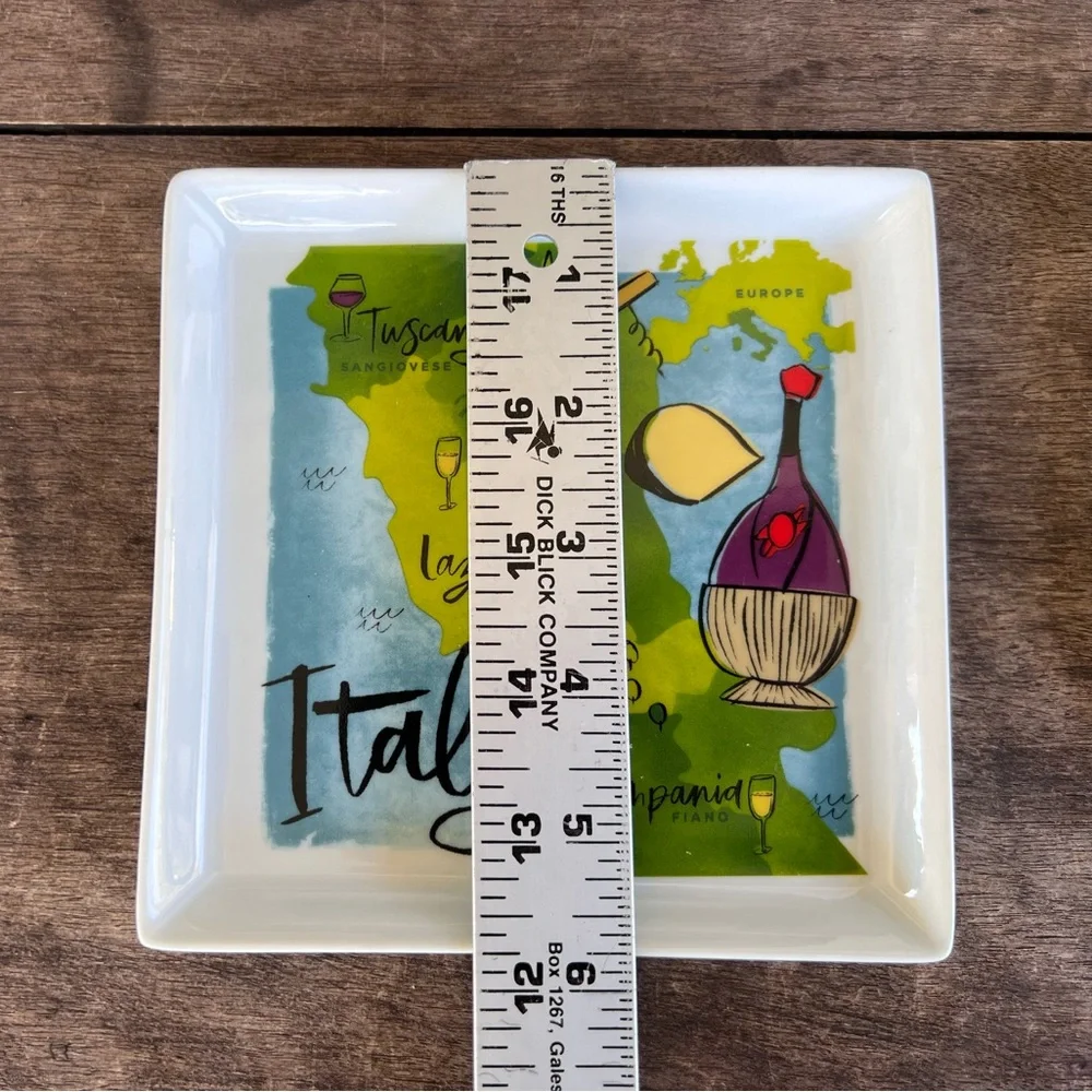 Crate and Barrel Square 6x6 Wine Countries Appetizer Snack Plates Tapas Set of 5